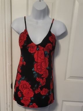 Topia Red and Black Floral Top